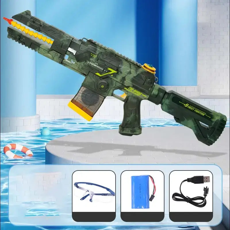 Electric Automatic Squirt Gun 360° Turn Water Blaster Rifle