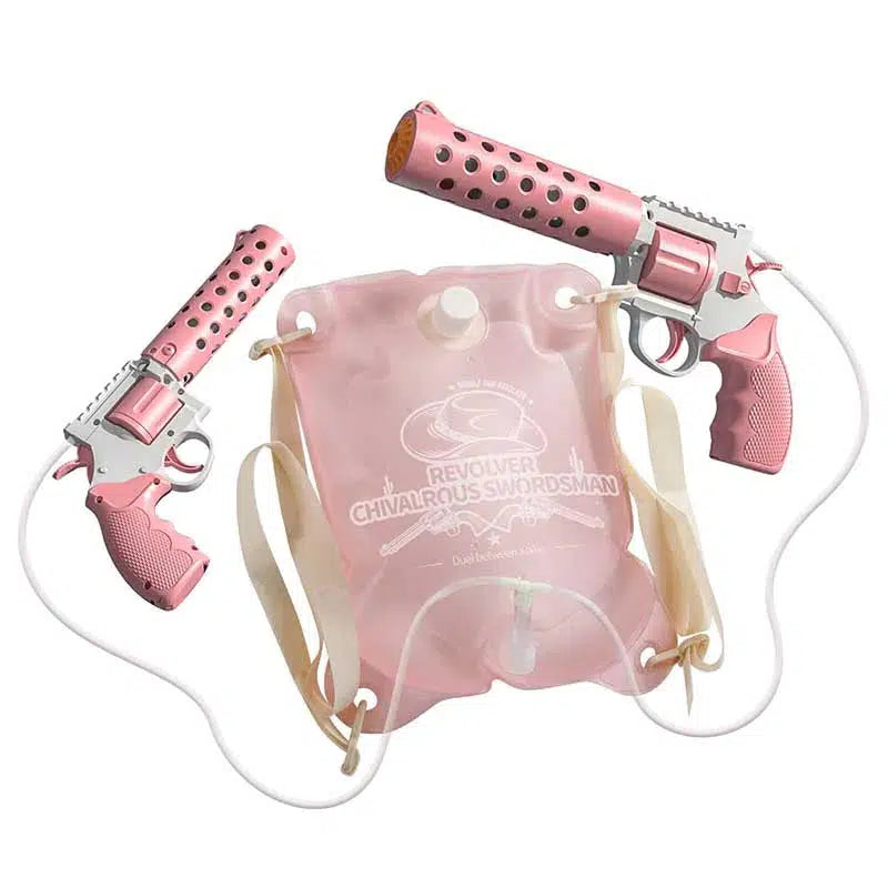 Electric Auto Backpack Revolver Water Gun Double Shot Blasters 2pcs