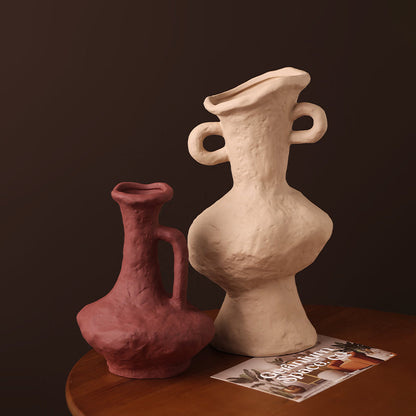 Twin-Handled Clay Vase