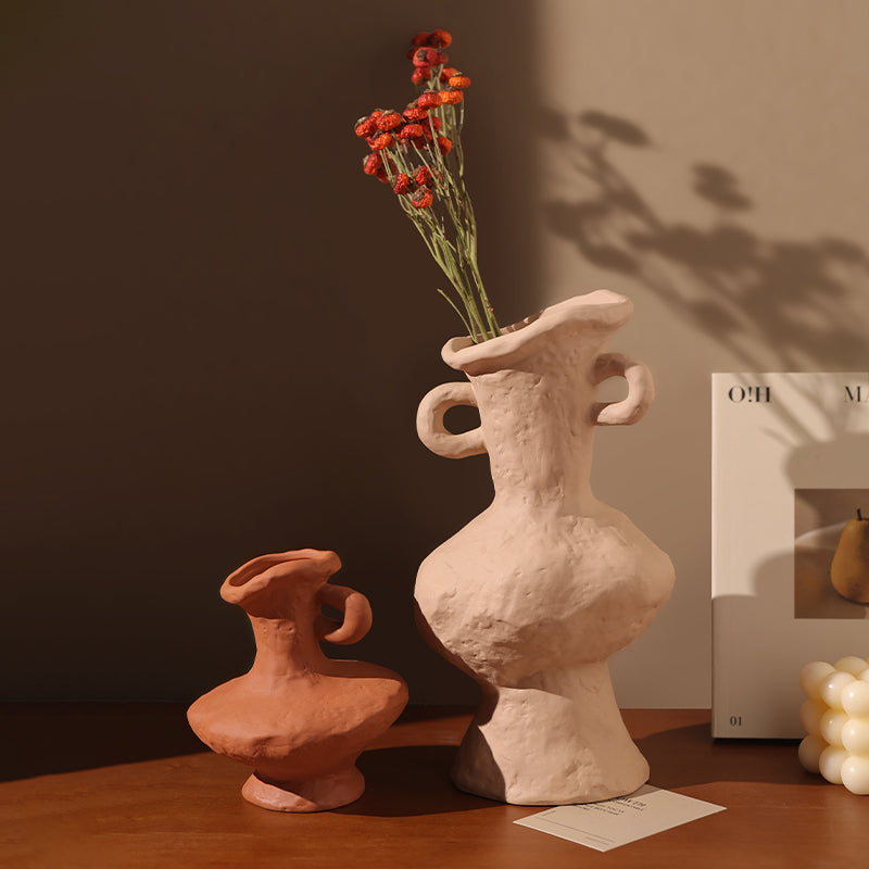 Twin-Handled Clay Vase
