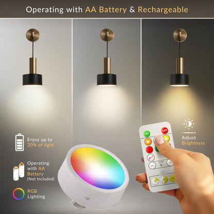 GLOWDROP WIRELESS WALL SCONCES (SET OF 2 + 2 BULBS FREE)