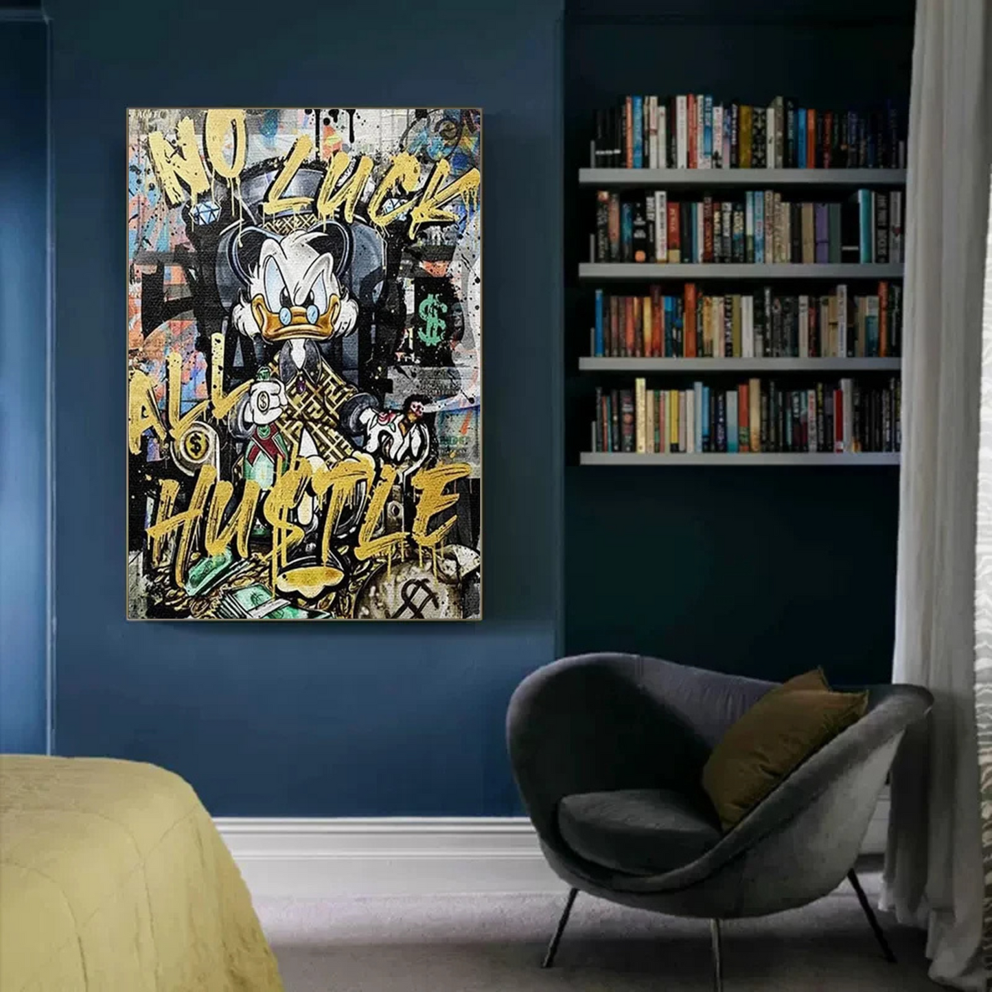 Graffiti Art Donald Duck Canvas: Luxury Wall Art for Living Room Decor