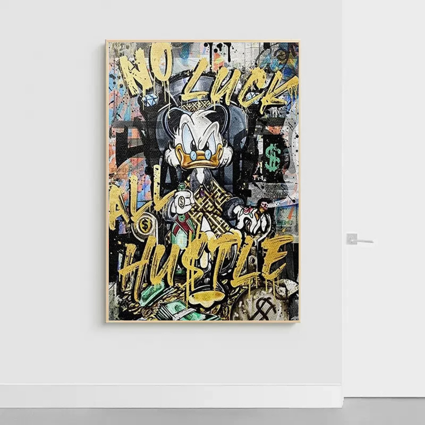 Graffiti Art Donald Duck Canvas: Luxury Wall Art for Living Room Decor