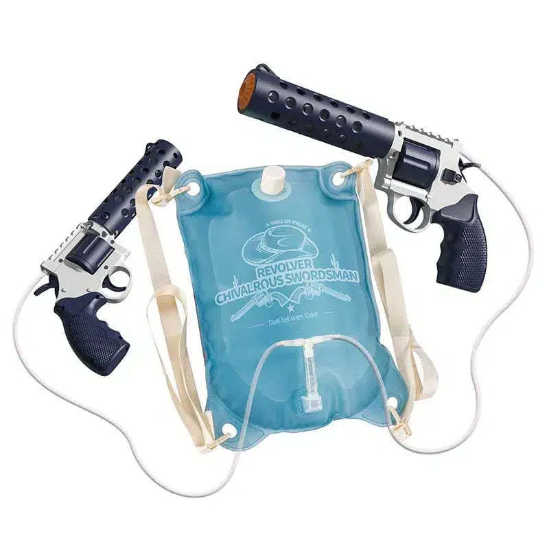 Electric Auto Backpack Revolver Water Gun Double Shot Blasters 2pcs
