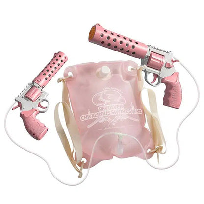 Electric Auto Backpack Revolver Water Gun Double Shot Blasters 2pcs