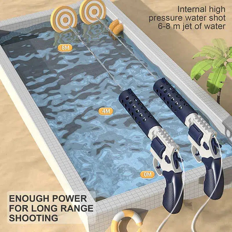 Electric Auto Backpack Revolver Water Gun Double Shot Blasters 2pcs