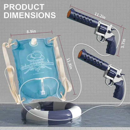 Electric Auto Backpack Revolver Water Gun Double Shot Blasters 2pcs