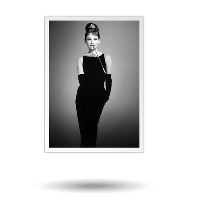 Audrey Hepburn Smoking Wall Art – Black & White Canvas Print for Luxury Home Decor