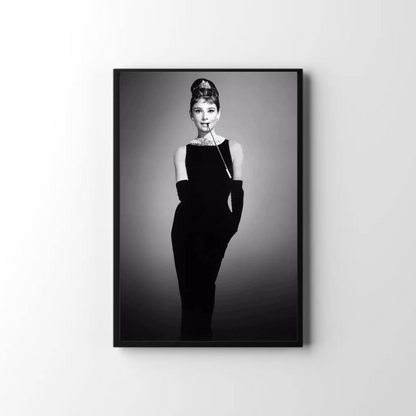 Audrey Hepburn Smoking Wall Art – Black & White Canvas Print for Luxury Home Decor