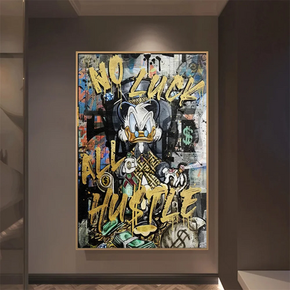 Graffiti Art Donald Duck Canvas: Luxury Wall Art for Living Room Decor