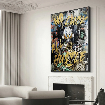 Graffiti Art Donald Duck Canvas: Luxury Wall Art for Living Room Decor