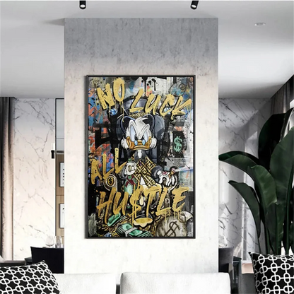 Graffiti Art Donald Duck Canvas: Luxury Wall Art for Living Room Decor